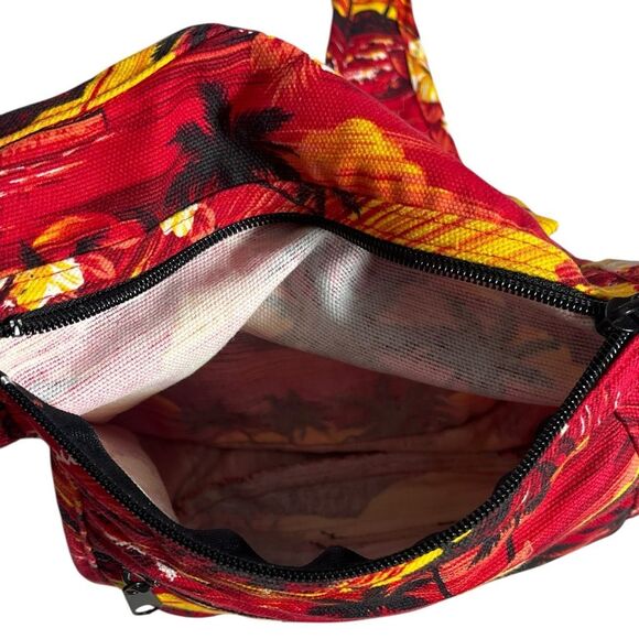 Island Aloha Wear Hawaiian Print Red Sling Crossbody Bag - Picture 7 of 7